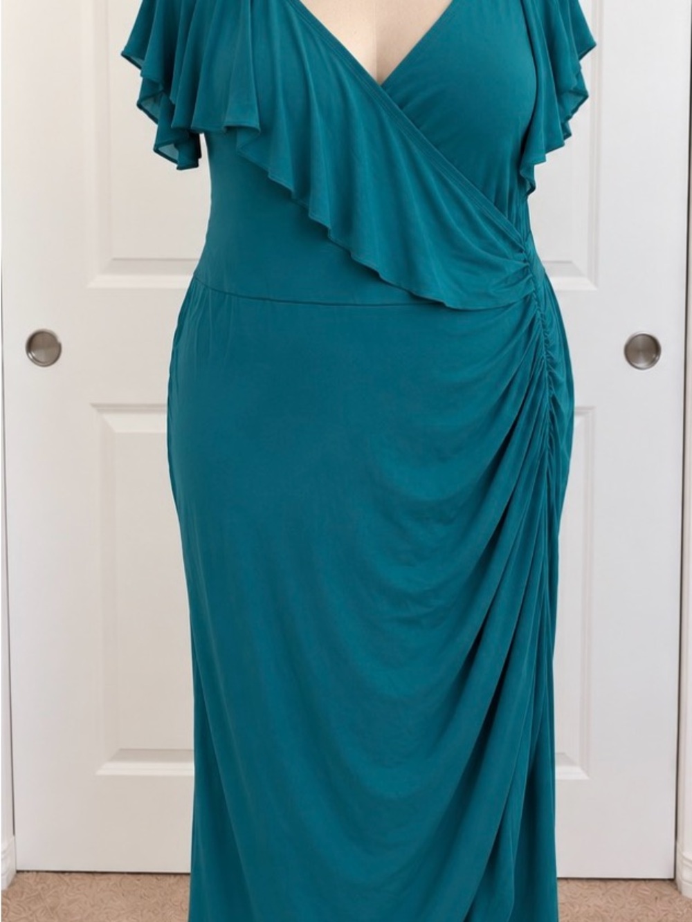 Igigi Teal Ruffled Wrap Dress